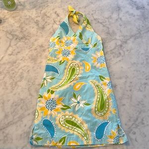 Lilly Pulitzer light blue halter dress with floral pattern size 8